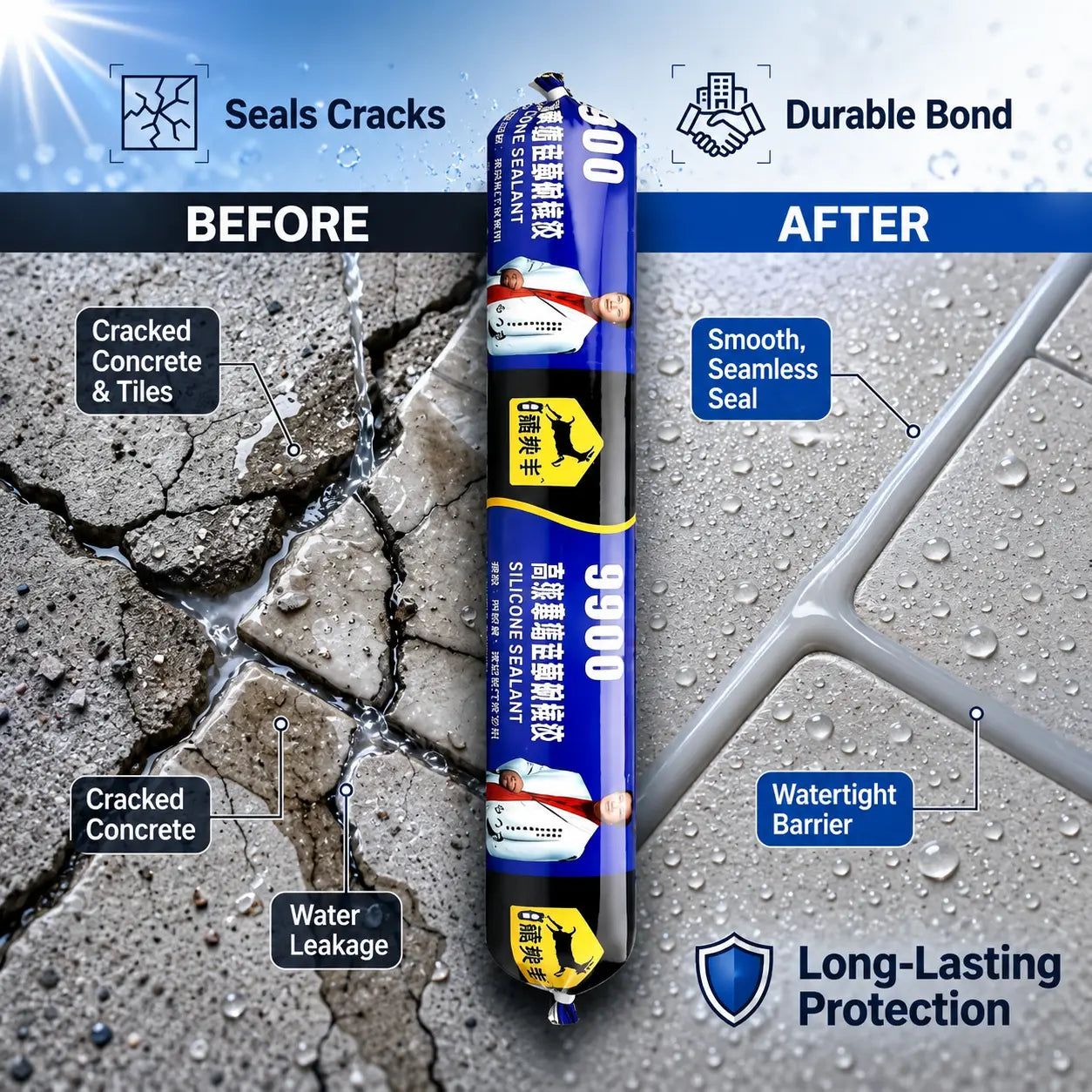 Grozaro  Waterproof Silicone Sealant Adhesive for Roof & Leakage Repair | Weather Resistant |