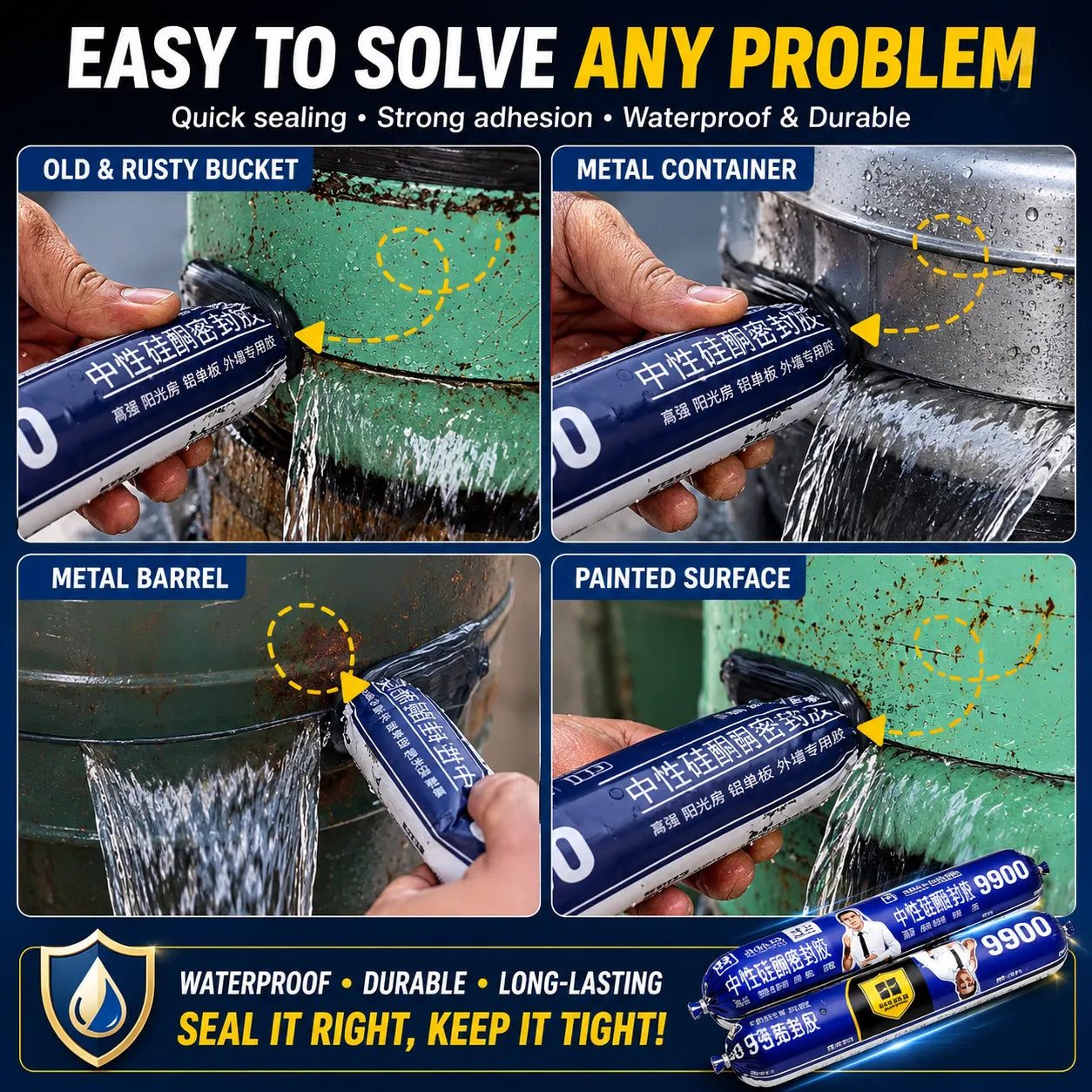 Grozaro  Waterproof Silicone Sealant Adhesive for Roof & Leakage Repair | Weather Resistant |