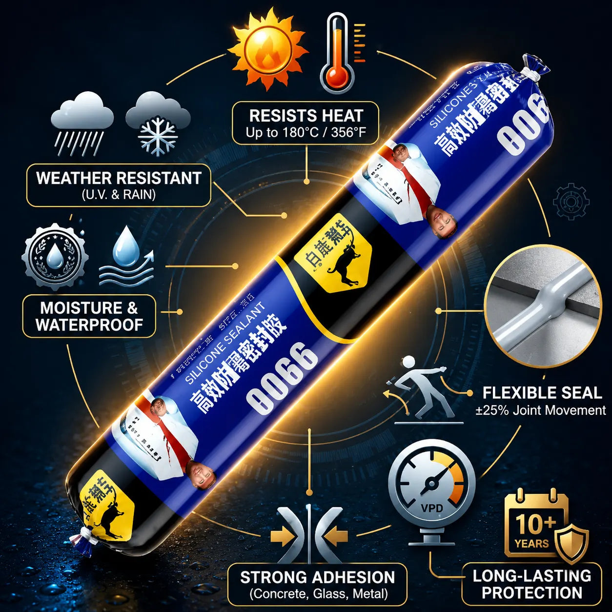Grozaro  Waterproof Silicone Sealant Adhesive for Roof & Leakage Repair | Weather Resistant |