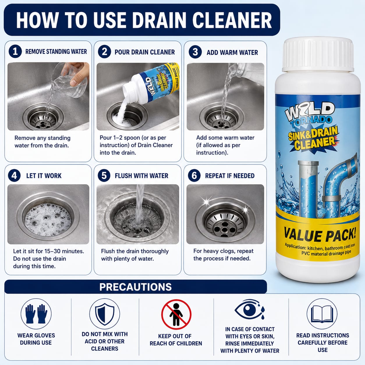(Buy 1 Get 1 Free) Powerful Sink and Drain Cleaning Powder | 200gm Each Pack