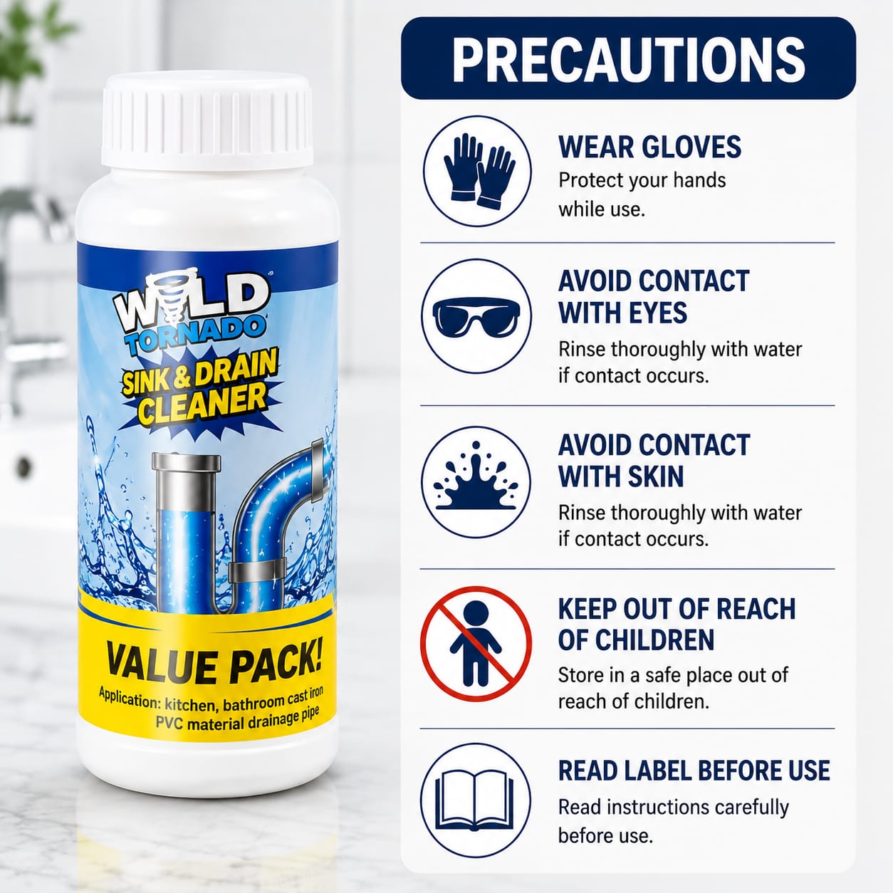 (Buy 1 Get 1 Free) Powerful Sink and Drain Cleaning Powder | 200gm Each Pack