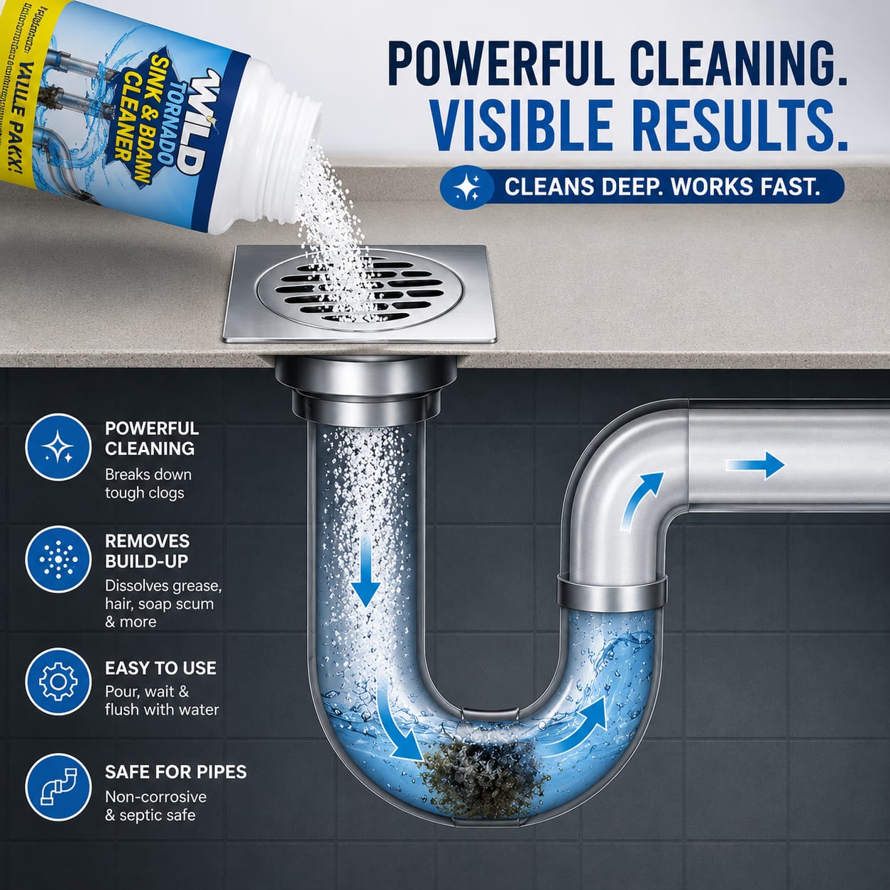 (Buy 1 Get 1 Free) Powerful Sink and Drain Cleaning Powder | 200gm Each Pack