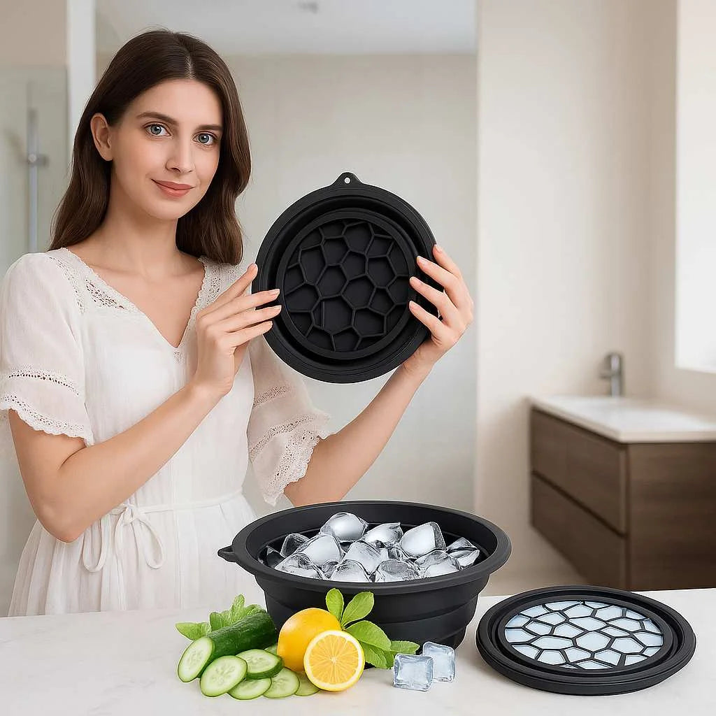 Grozaro Foldable Black Ice Face Bowl | Cold Therapy Facial Skincare Bowl for Glowing Skin