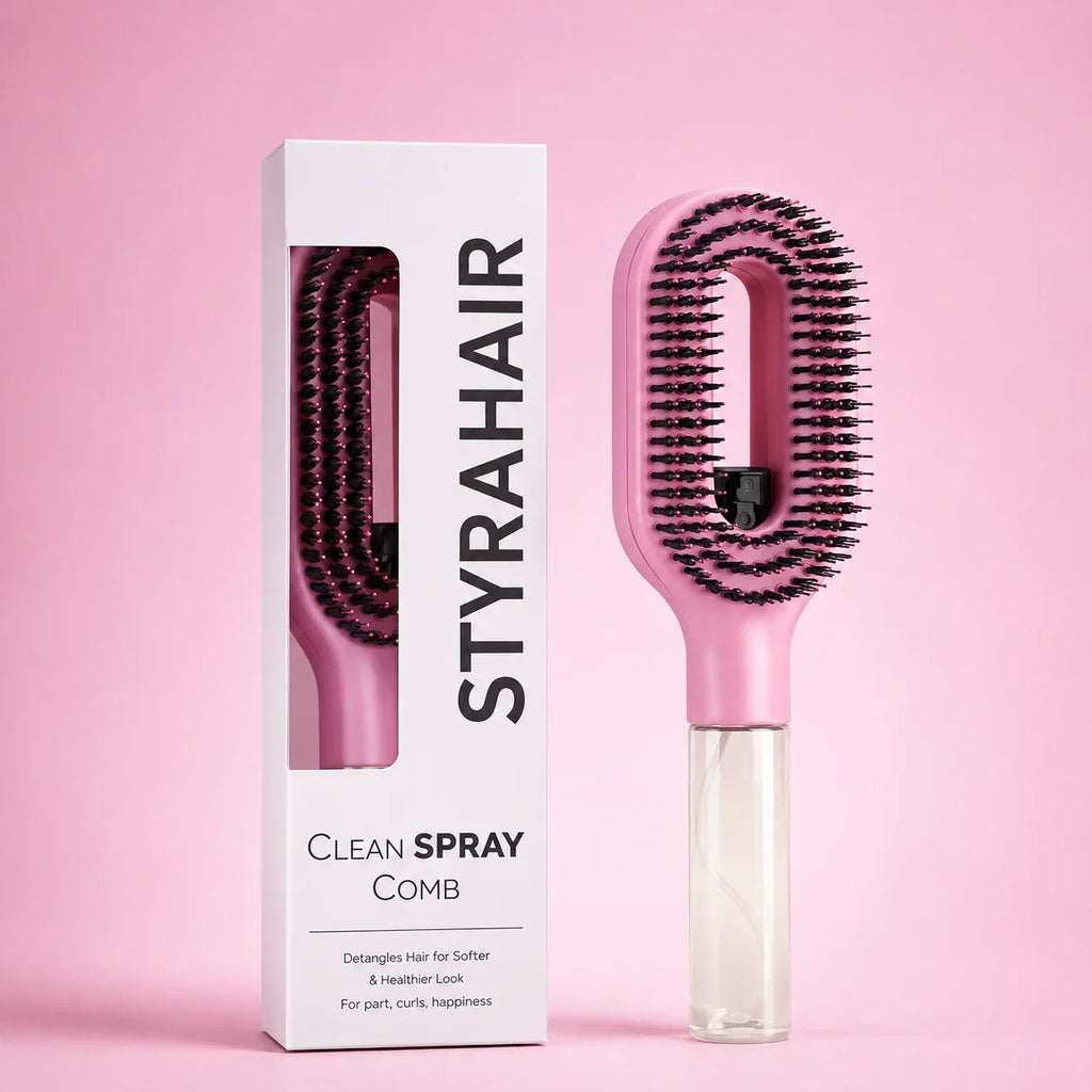 Grosyhub Multicolour 2-in-1 Spray Comb Hair Brush with Built-In Mist Bottle — Anti-Frizz Detangling Brush