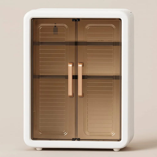 Grozaro Classy White Double Door Wall Mounted Transparent Storage Box with Hooks