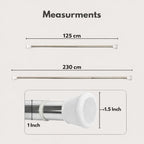 Grozaro Premium Stainless Steel 125CM Adjustable No-Drill Tension Rod with White Non-Slip Rubber End Caps
