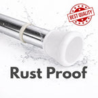 Grozaro Premium Stainless Steel 125CM Adjustable No-Drill Tension Rod with White Non-Slip Rubber End Caps