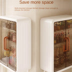 Grozaro Classy White Double Door Wall Mounted Transparent Storage Box with Hooks