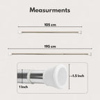 Grozaro Premium Stainless Steel 105CM Adjustable No-Drill Tension Rod with White Non-Slip Rubber End Caps