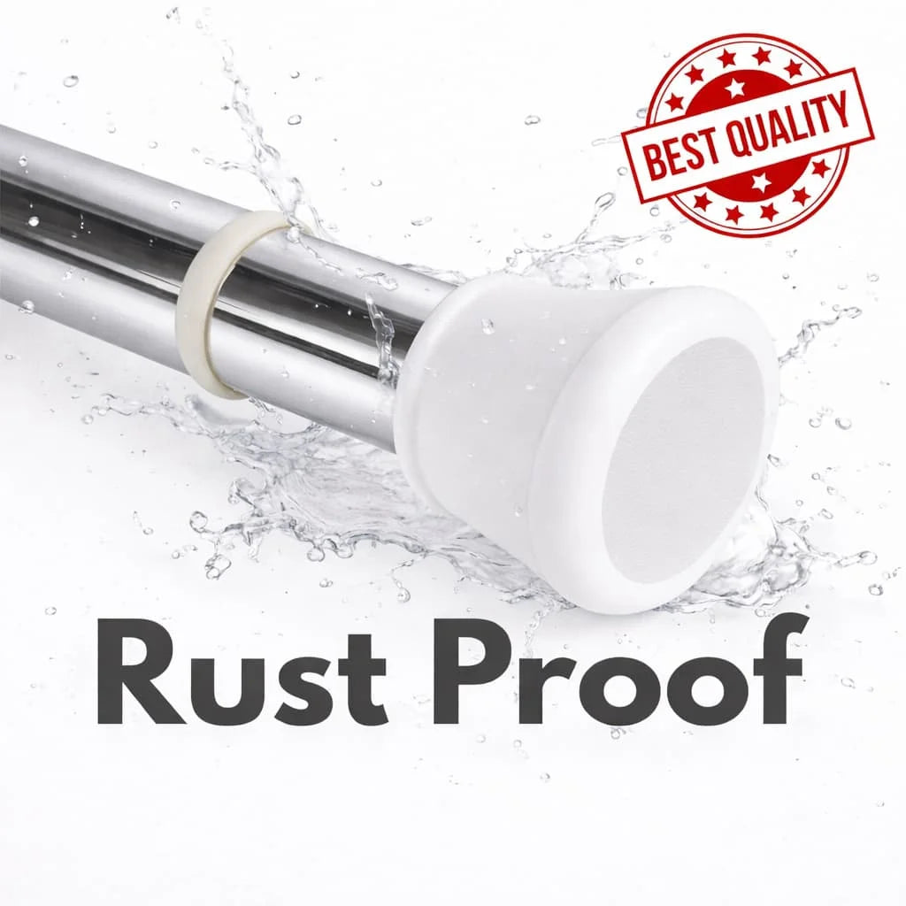 Grozaro Premium Stainless Steel 105CM Adjustable No-Drill Tension Rod with White Non-Slip Rubber End Caps