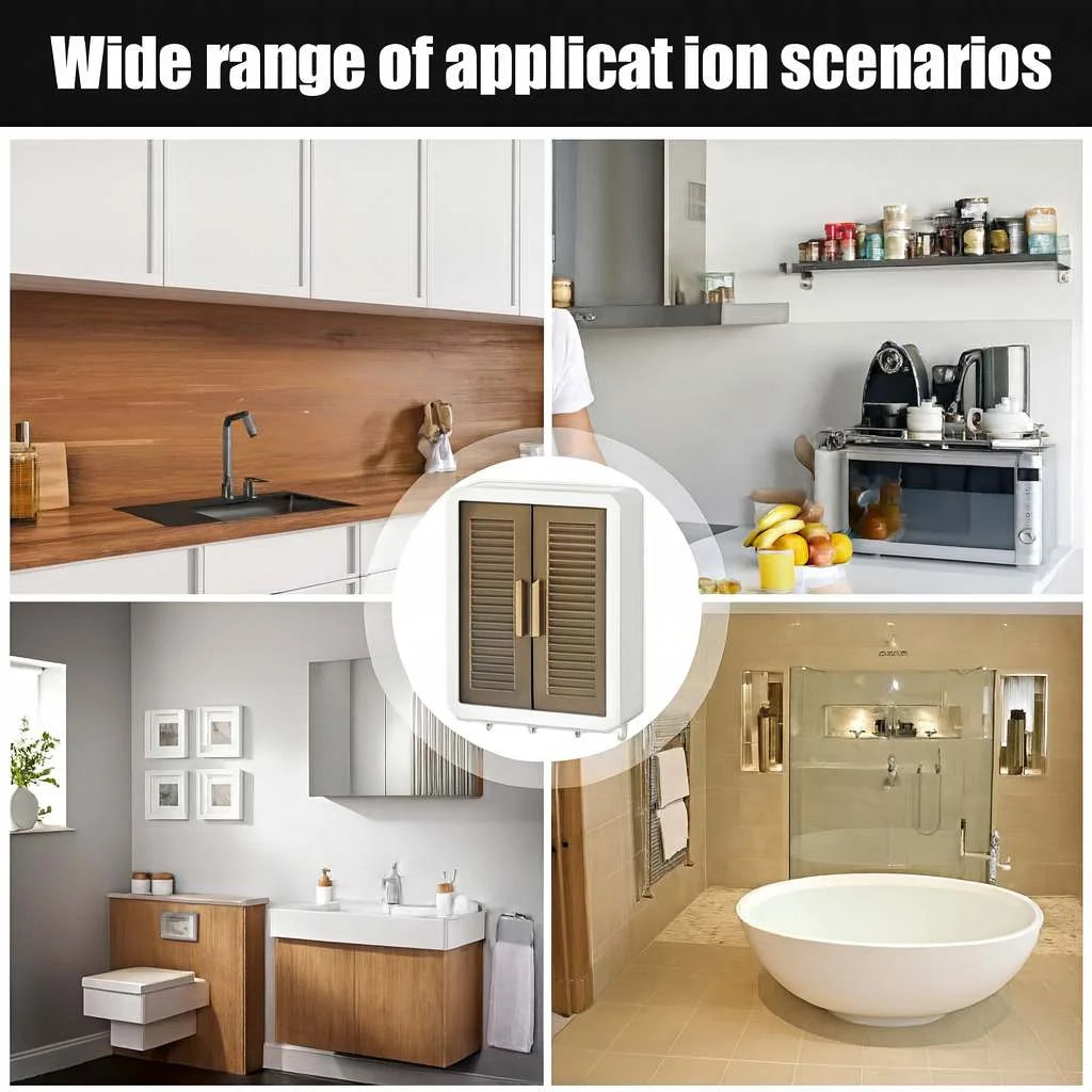 Grozaro Classy White Double Door Wall Mounted Transparent Storage Box with Hooks