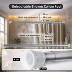 Grozaro Premium Stainless Steel 85CM Adjustable No-Drill Tension Rod with White Non-Slip Rubber End Caps