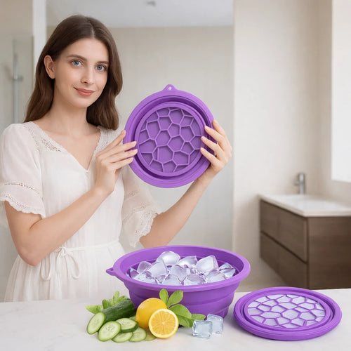 Grozaro Foldable Purple Ice Face Bowl | Cold Therapy Facial Skincare Bowl