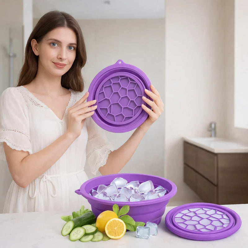 Grozaro Foldable Purple Ice Face Bowl | Cold Therapy Facial Skincare Bowl